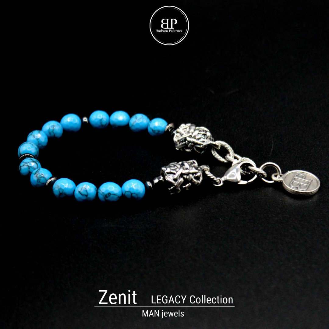 Zenit-Armband – Anschlüsse aus Hämatit-Türkis und Silber