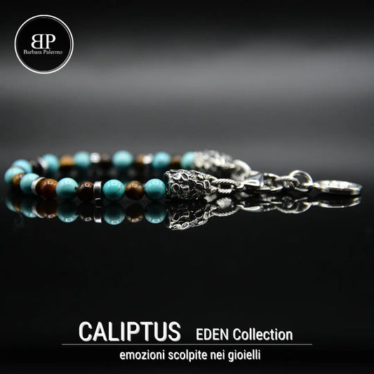 Bracciale Caliptus: Essenza di Eden in Turchese e Occhio di Tigre