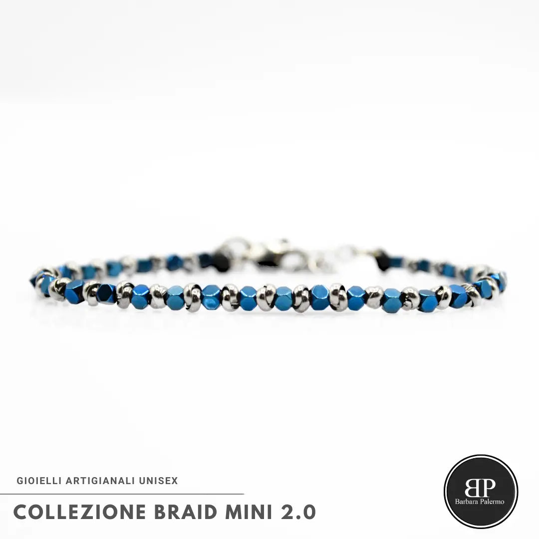 Bracciale Braid Mini 2.0 con Ematite Blu Elettrico