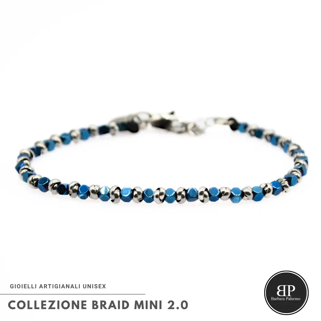 Bracciale Braid Mini 2.0 con Ematite Blu Elettrico
