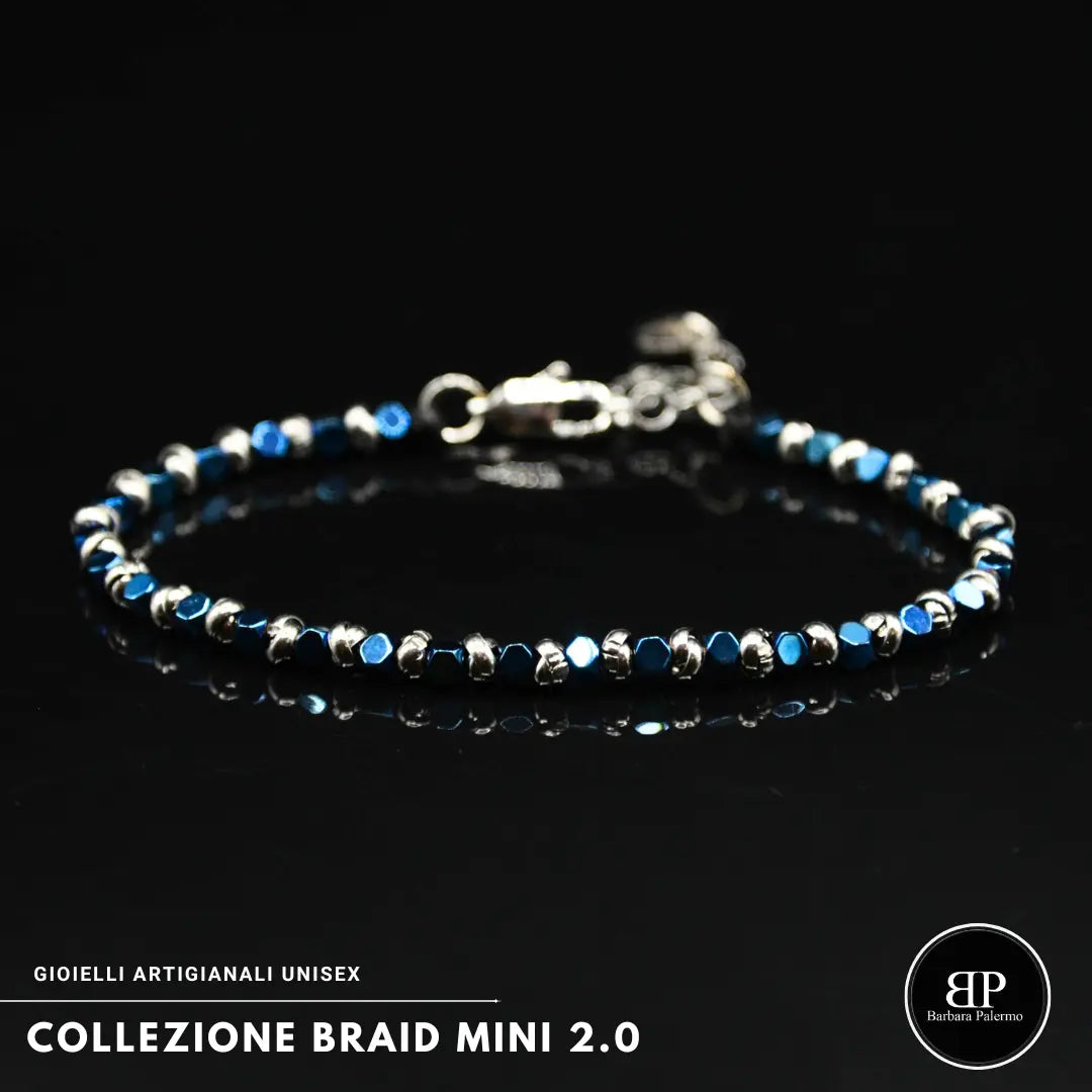 Bracciale Braid Mini 2.0 con Ematite Blu Elettrico