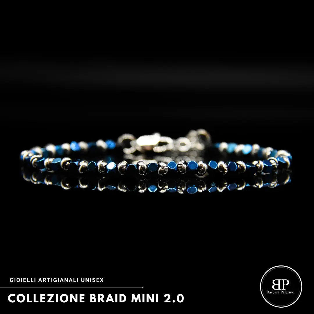 Bracciale Braid Mini 2.0 con Ematite Blu Elettrico
