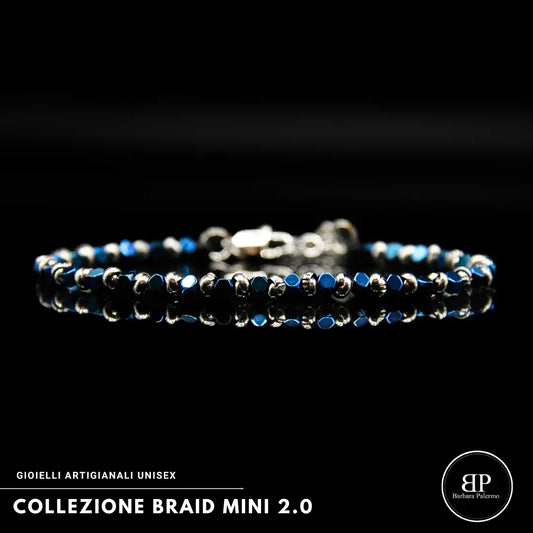 Bracciale Braid Mini 2.0 con Ematite Blu Elettrico