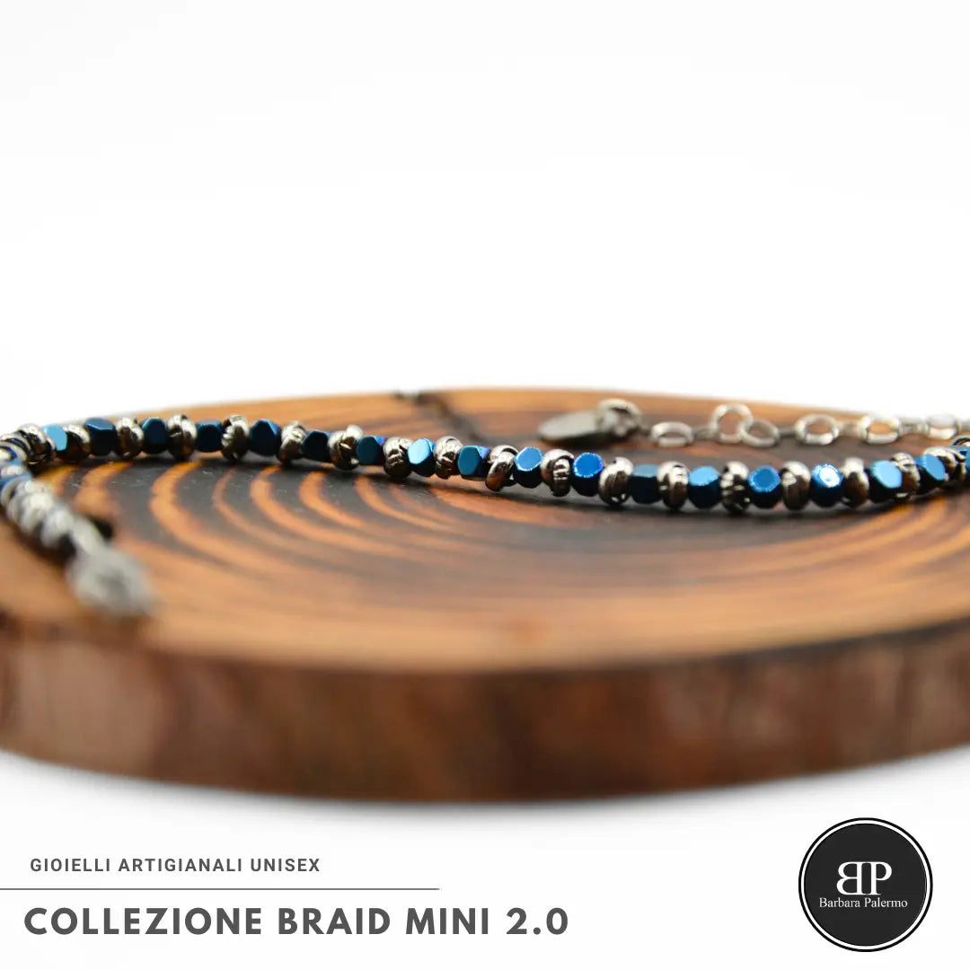 Bracciale Braid Mini 2.0 con Ematite Blu Elettrico