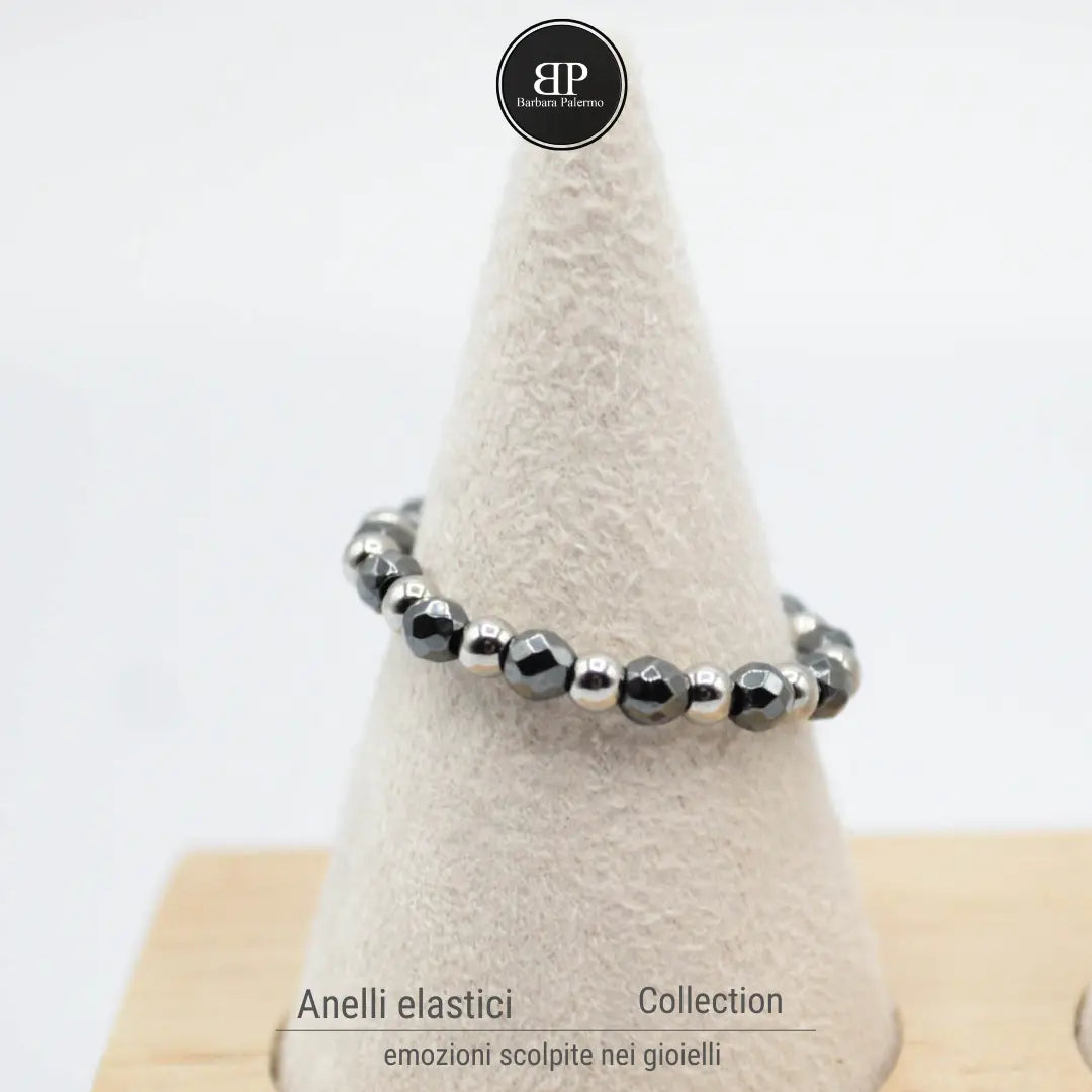 2 mm elastischer Ring aus anthrazitfarbenem Hämatit