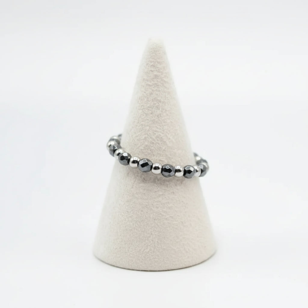 Anello Elastico con Ematite Antracite da 2 mm