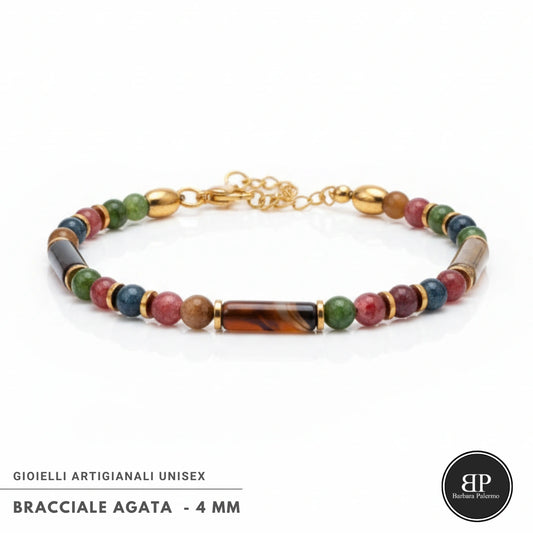Bracciale Agata Multicolor – 4 mm