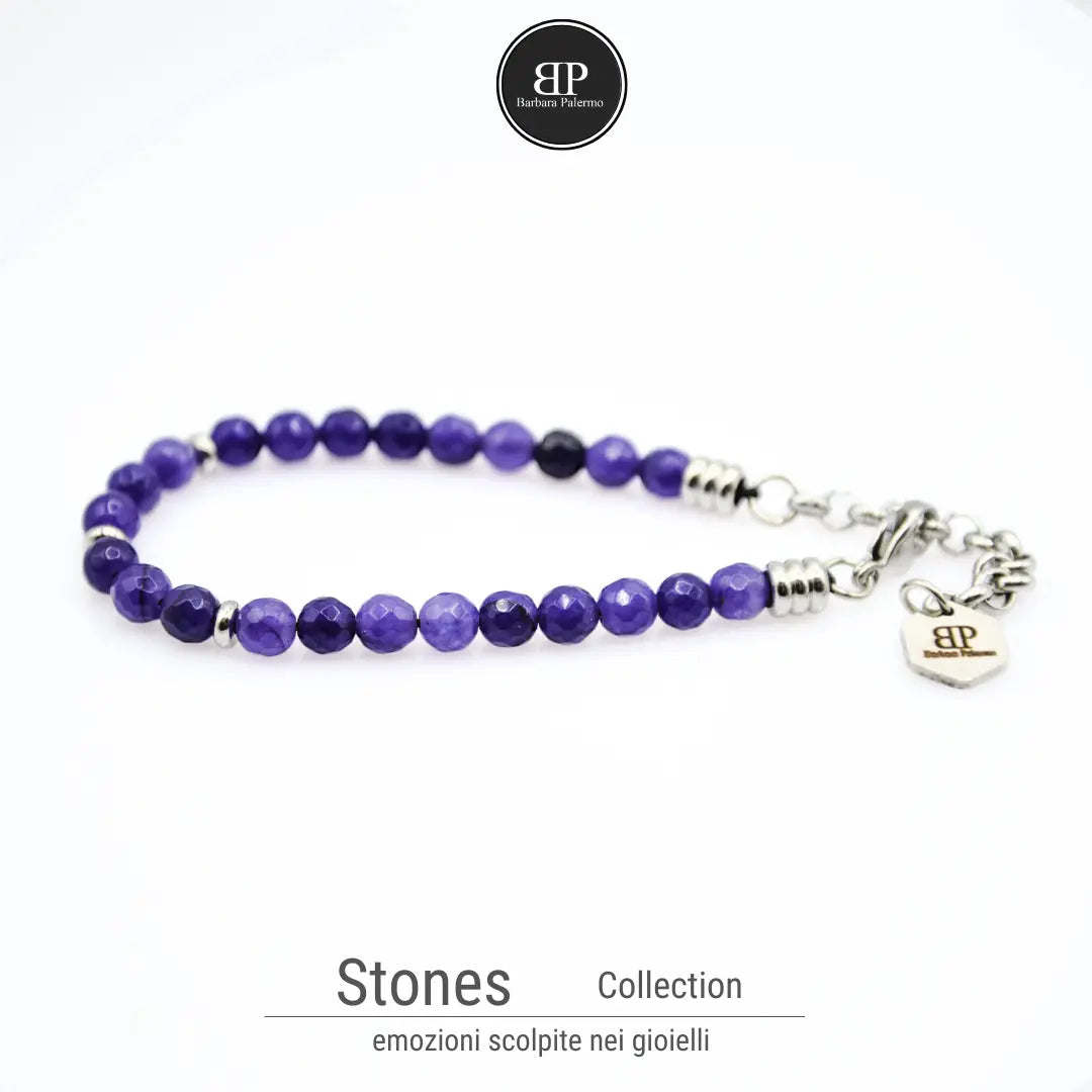 Stones: bracciale Agata sfacettata con moschettone