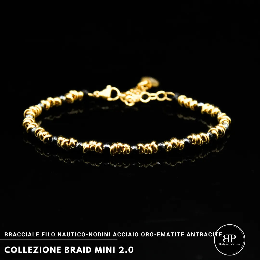 Bracciale Braid Mini 2.0 – Eleganza Antracite & Oro