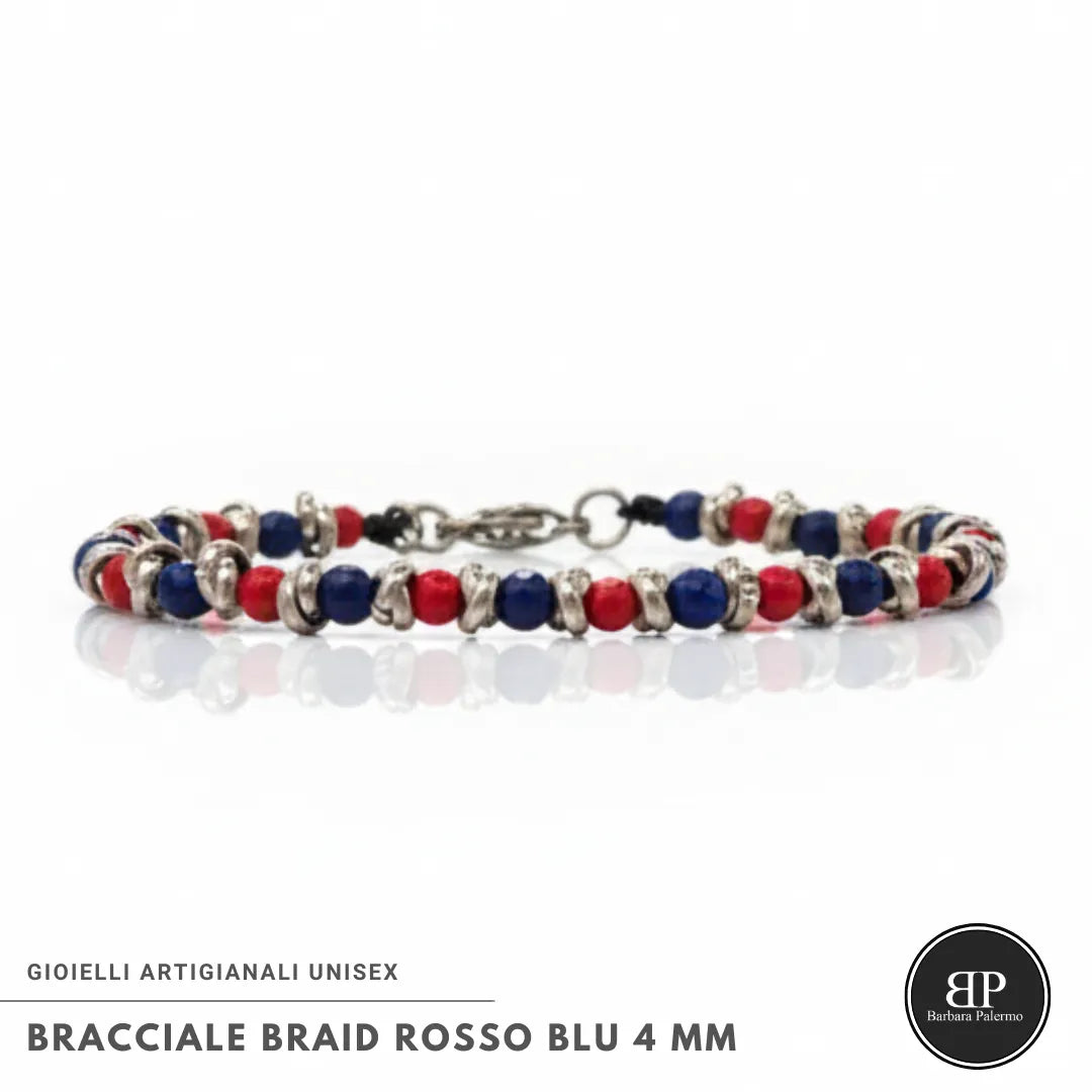 Rot-Blaues Bologna-Flechtarmband