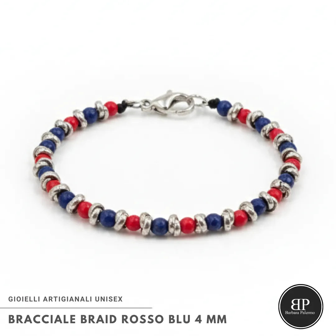 Rot-Blaues Bologna-Flechtarmband