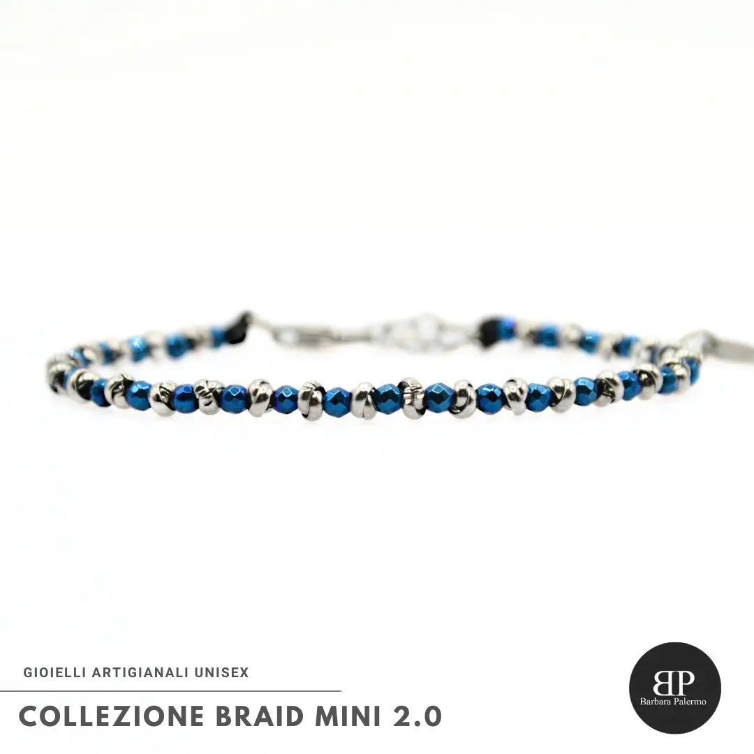 Braid Mini 2.0 Armband mit facettiertem, poliertem blauem Hämatit
