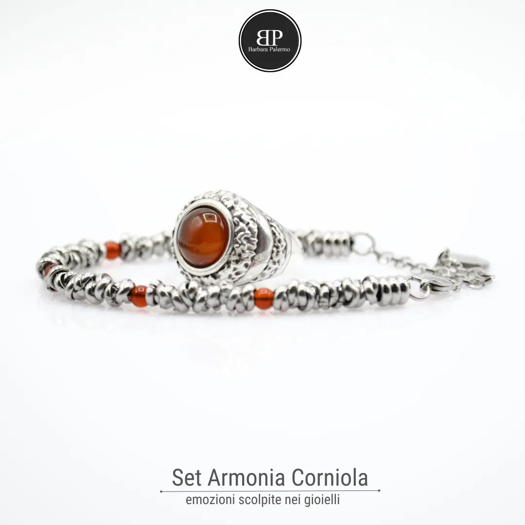 Karneol Harmonie Set: Ring & Armband
