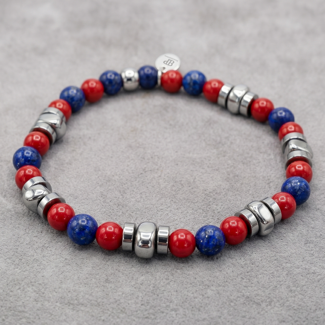 Bracciale Rosso Blu Bologna elastico
