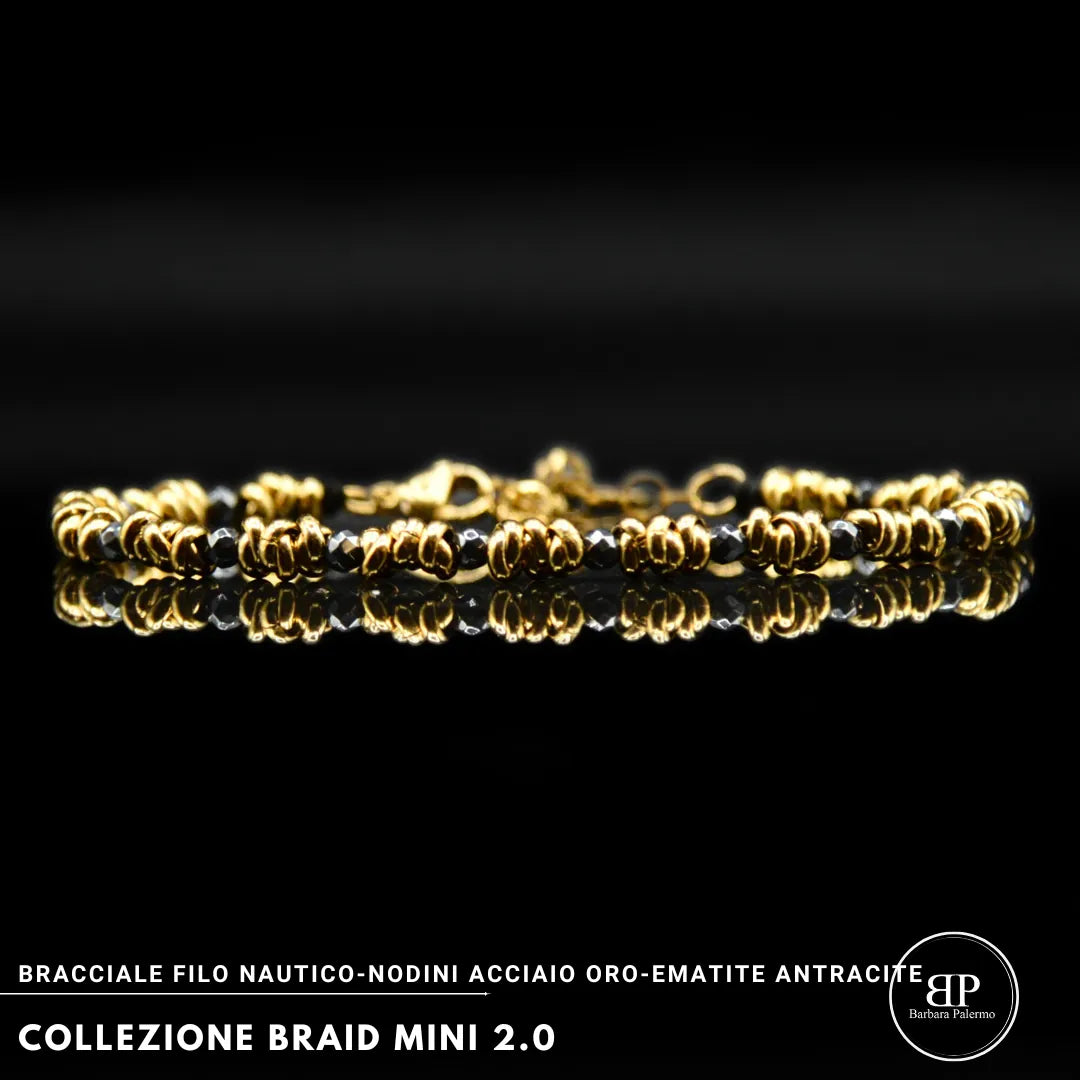 Bracciale Braid Mini 2.0 – Eleganza Antracite & Oro