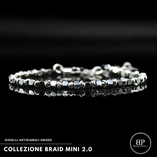 Bracciale Braid Mini 2.0 con Cubi di Ematite Argento