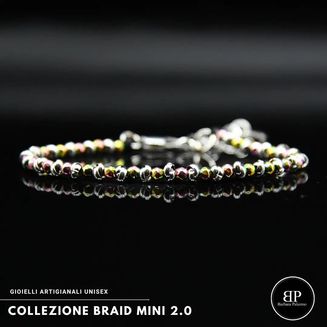 Bracciale Braid Mini 2.0 con Ematite Multicolor Sfaccettata