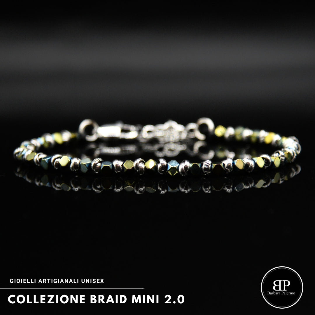 Bracciale Braid Mini 2.0 – cubi di Ematite Verde 3 mm