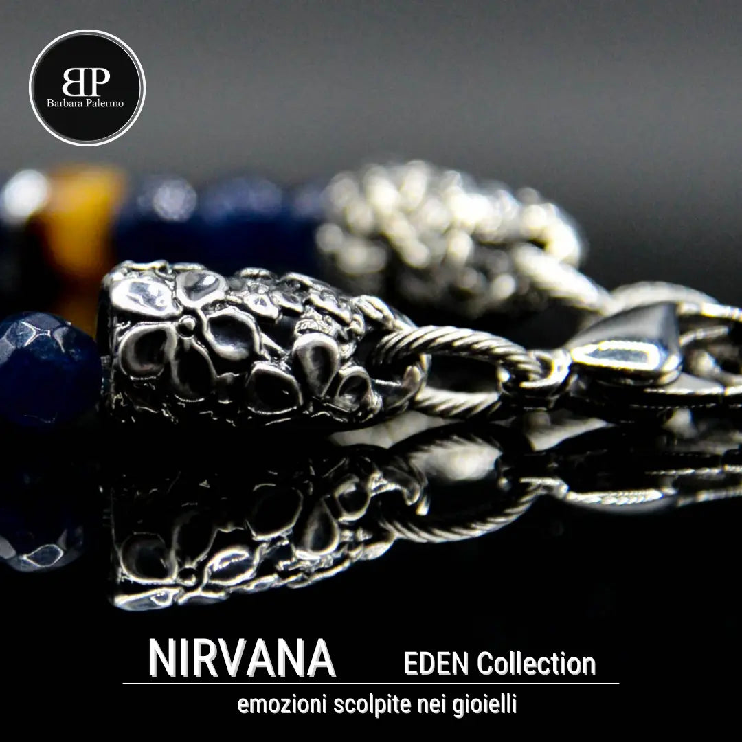 Nirvana-Armband: Blaue Jade und Tigerauge-Rondellen