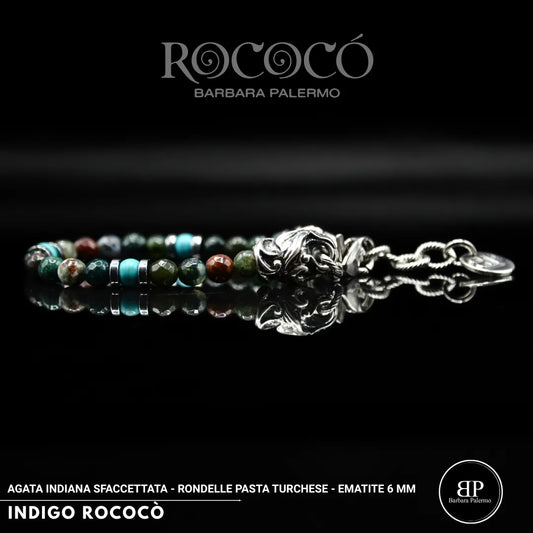 INDIGO ROCOCÒ – Bracciale in Agata Indiana e Turchese