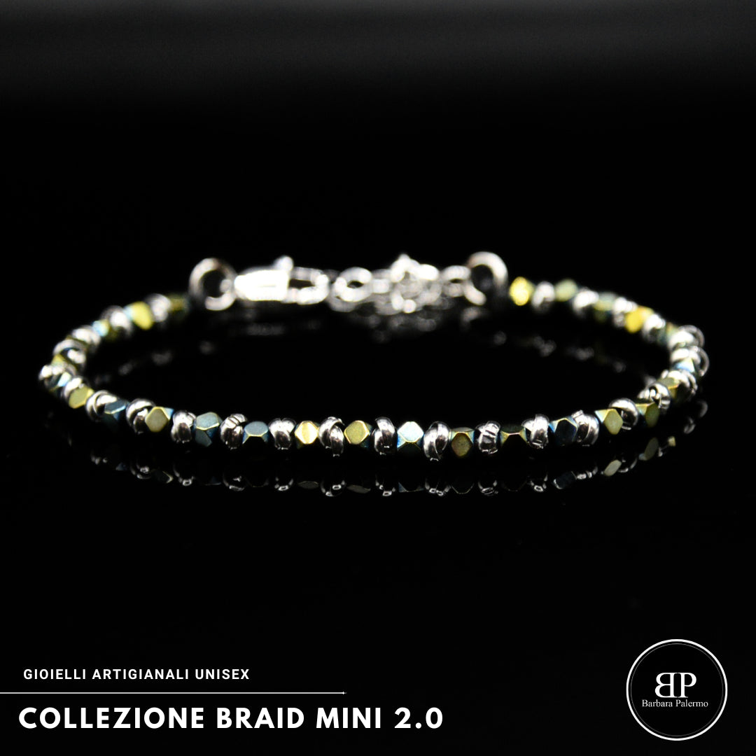 Bracciale Braid Mini 2.0 – cubi di Ematite Verde 3 mm