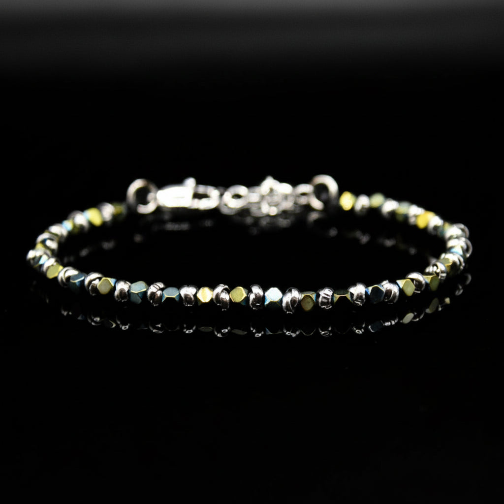 Bracciale Braid Mini 2.0 – cubi di Ematite Verde 3 mm