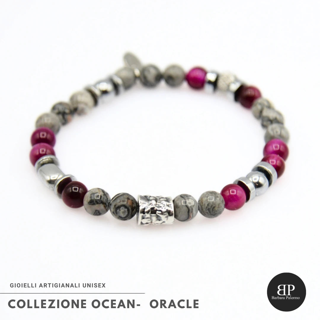 Lila Tigerauge-Armband PASSION mit Silberanschlüssen