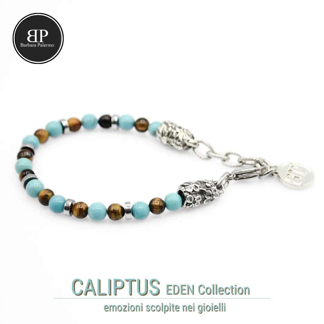 Caliptus-Armband: Essenz von Eden in Türkis und Tigerauge