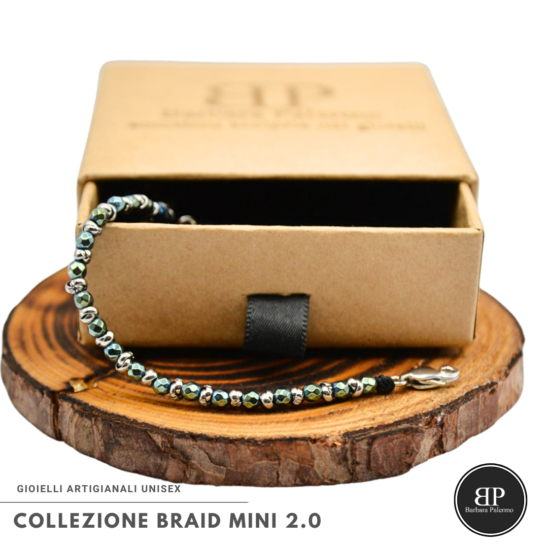 Bracciale Braid Mini 2.0 – sfere Ematite Verde Luccida sfaccettata