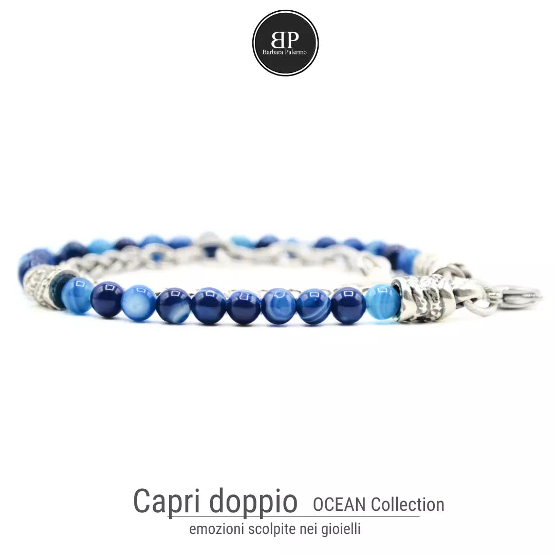 Bracciale Agata Blu doppio giro Ocean Capri