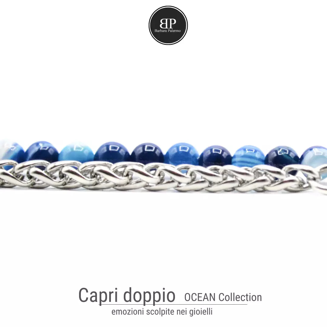 Bracciale Agata Blu doppio giro Ocean Capri
