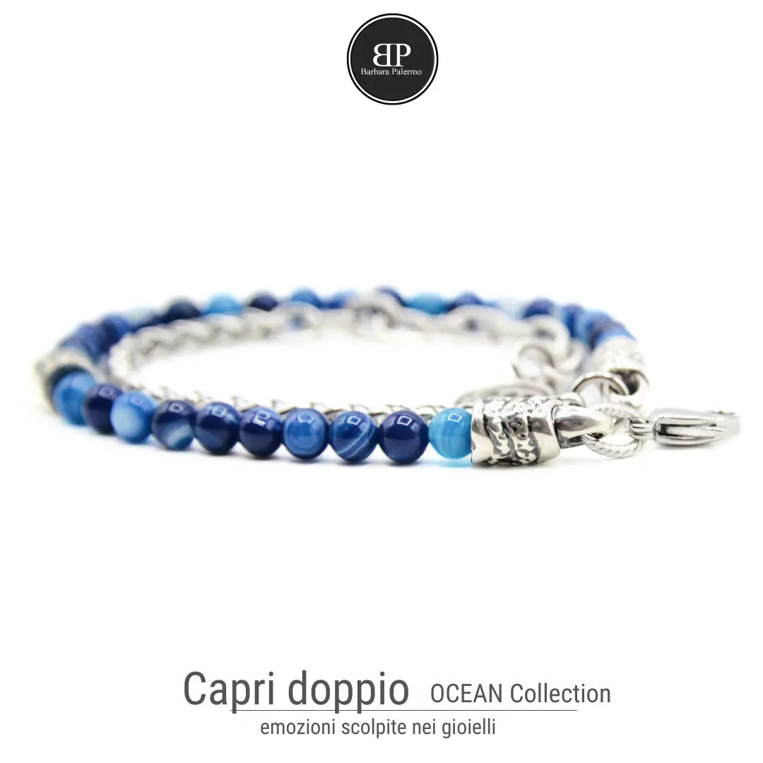 Bracciale Agata Blu doppio giro Ocean Capri