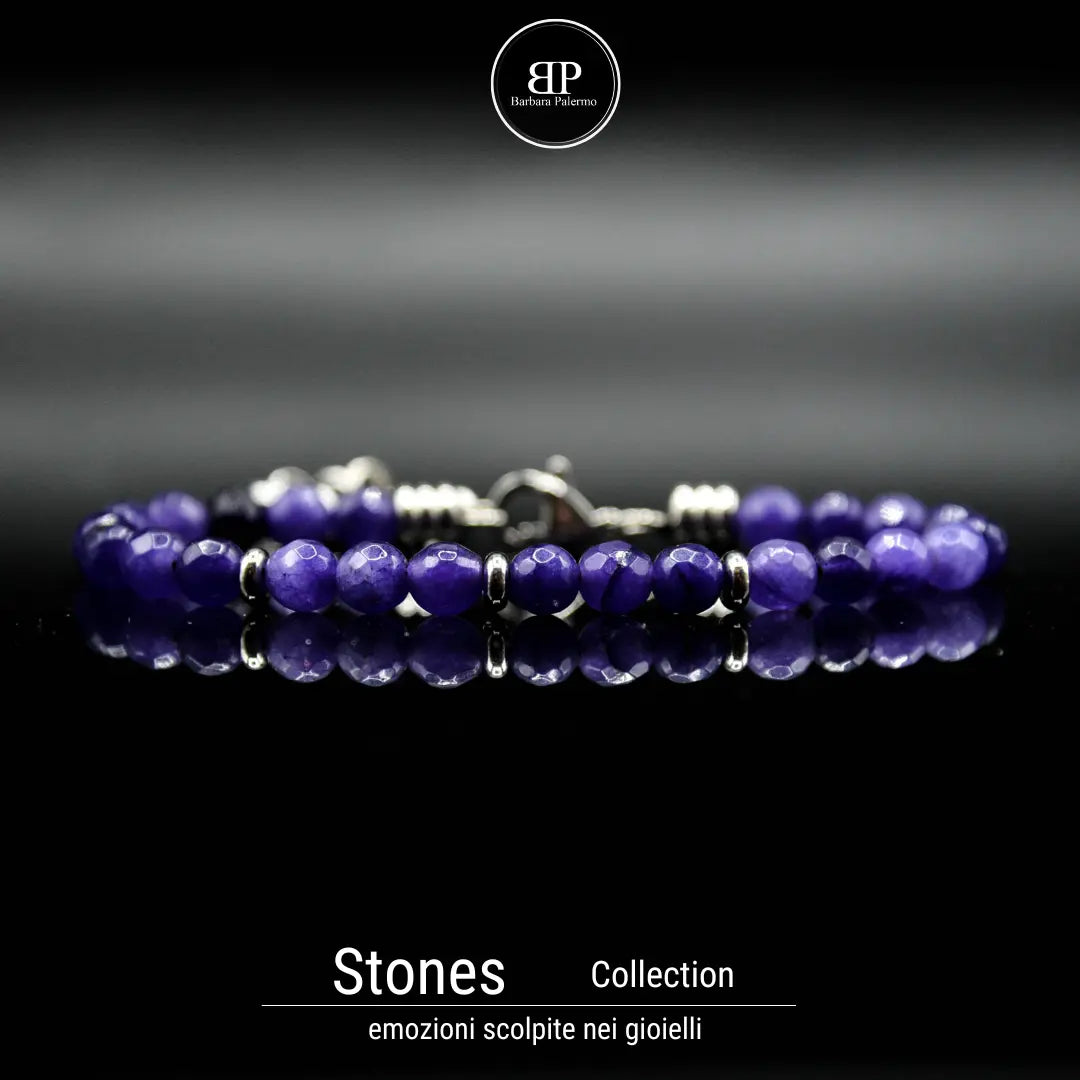 Stones: bracciale Agata sfacettata con moschettone