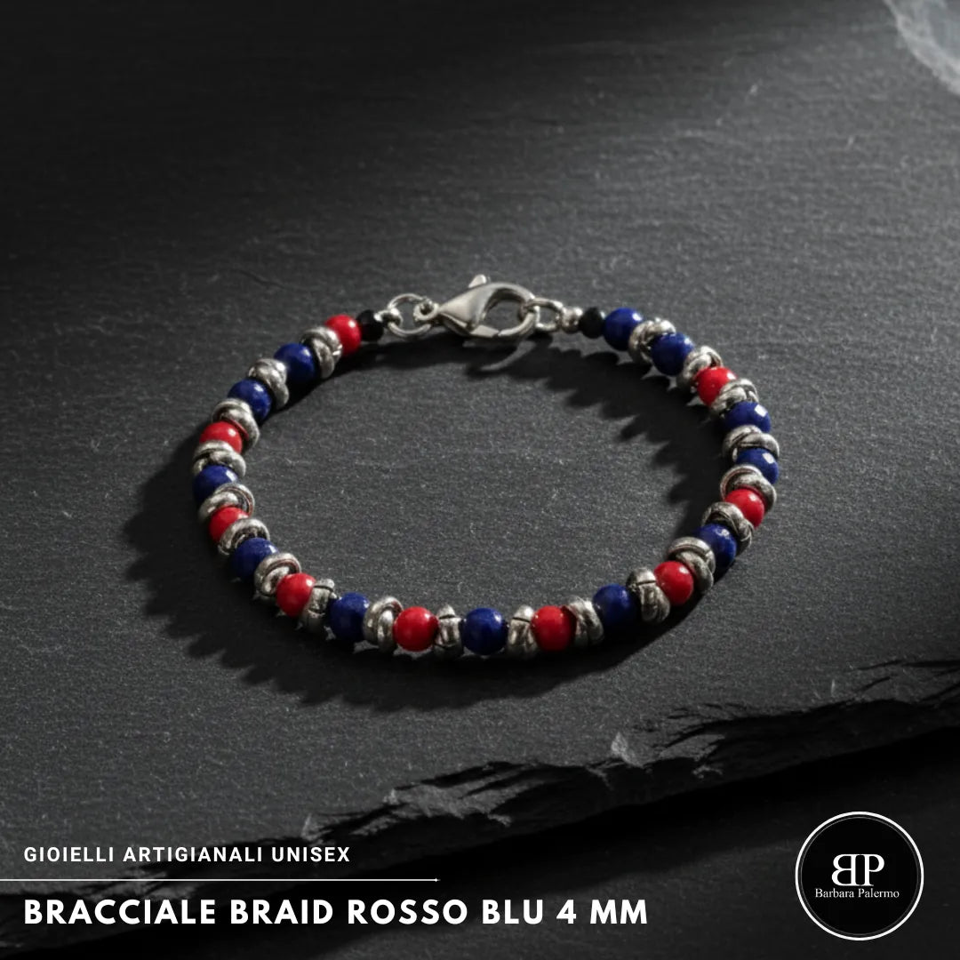 Rot-Blaues Bologna-Flechtarmband