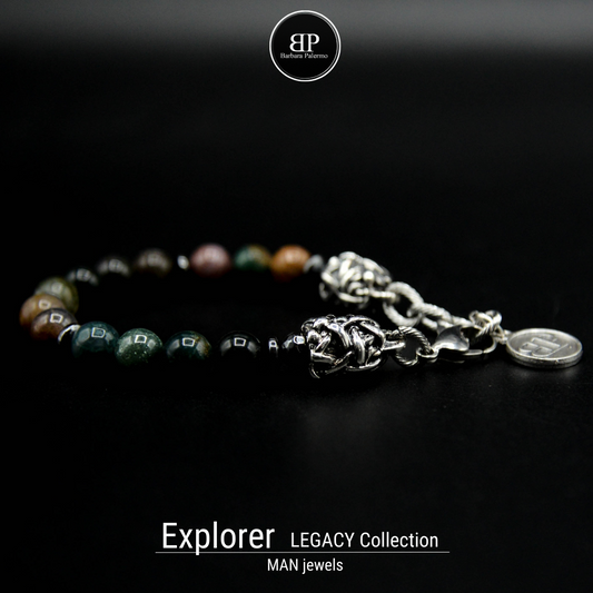 Bracciale agata indiana EXPLORER  terminali Argento