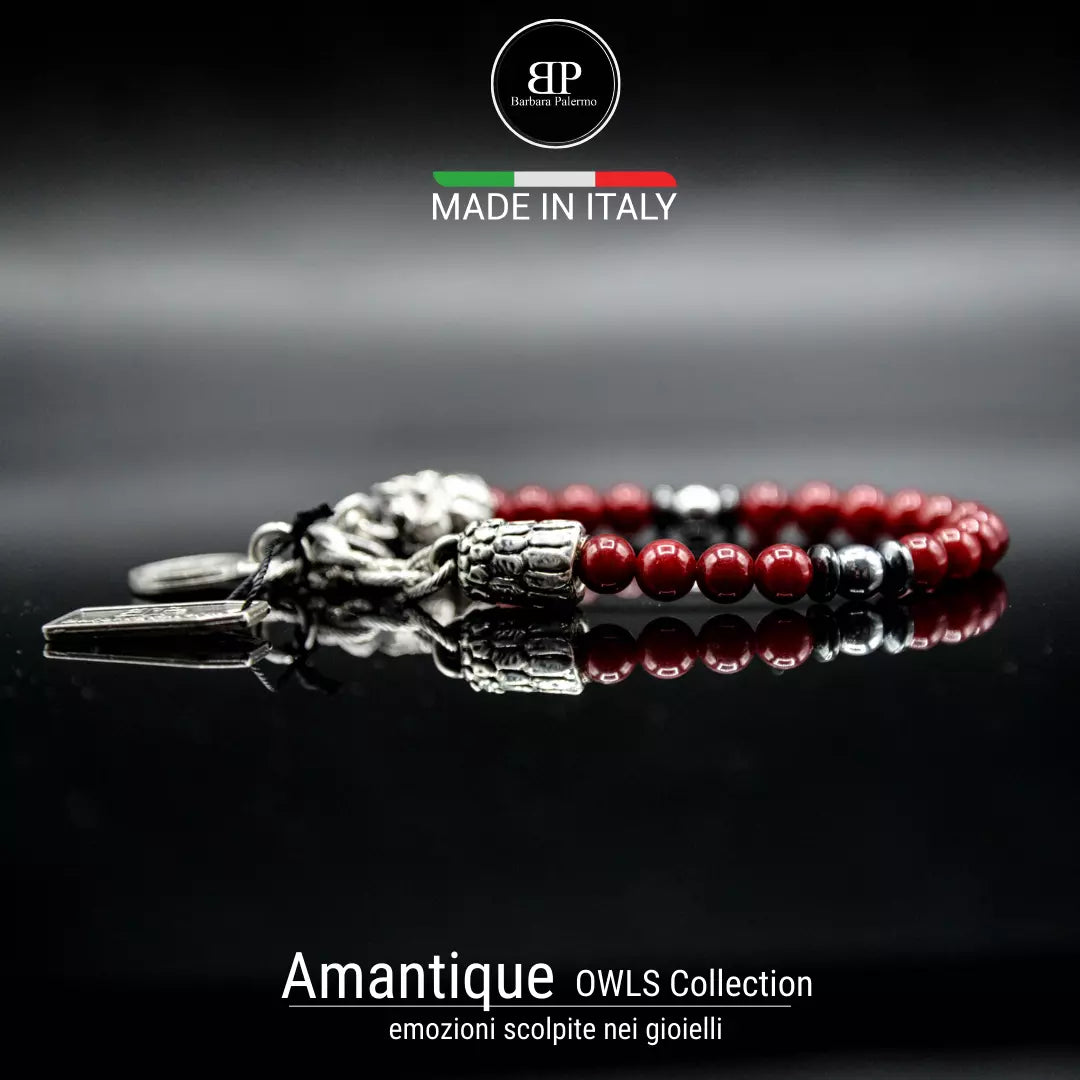 "Amantique" Armband mit rotem Achat und Hämatit