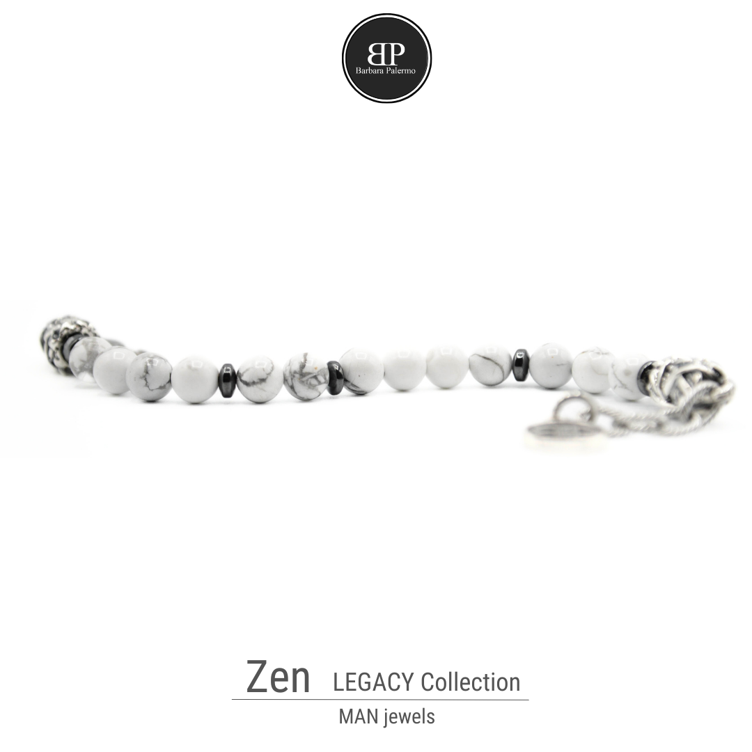 Zen-Armband – Howlith-Hämatit und Silberanschlüsse