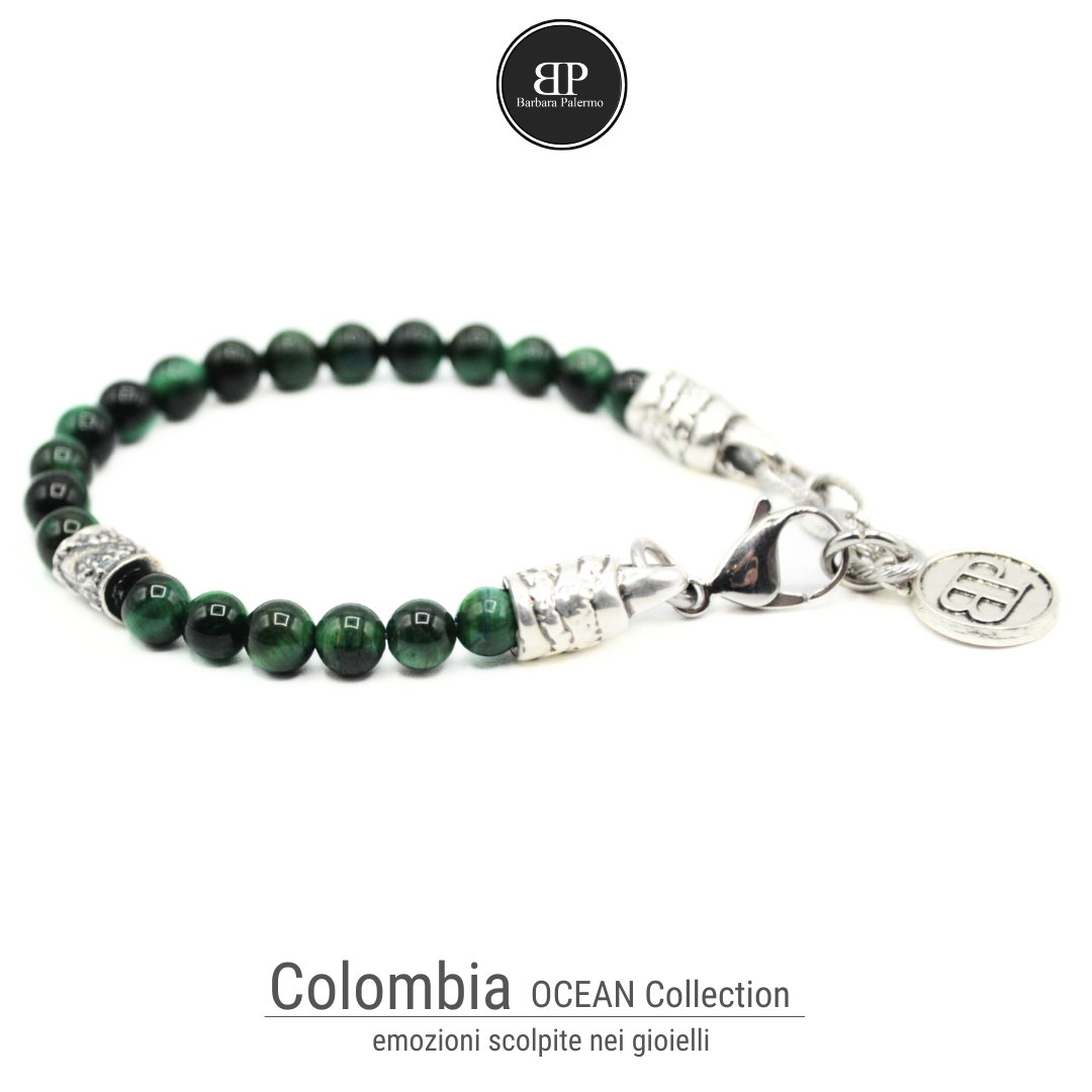 bracciale occhio di tigre verde fatto a mano