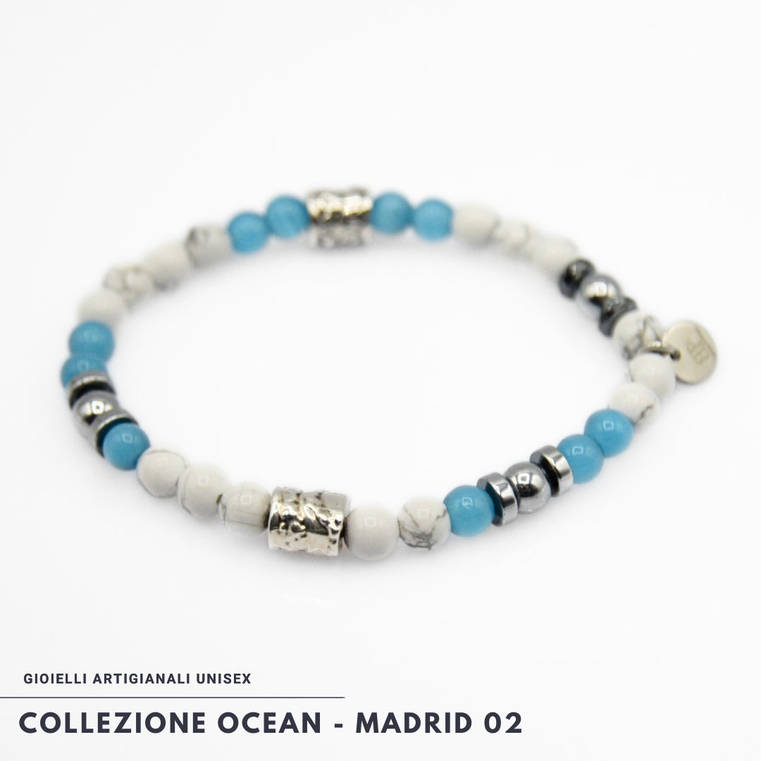 Bracciale Madrid 02 - Occhio di Gatto Azzurro e Howlite