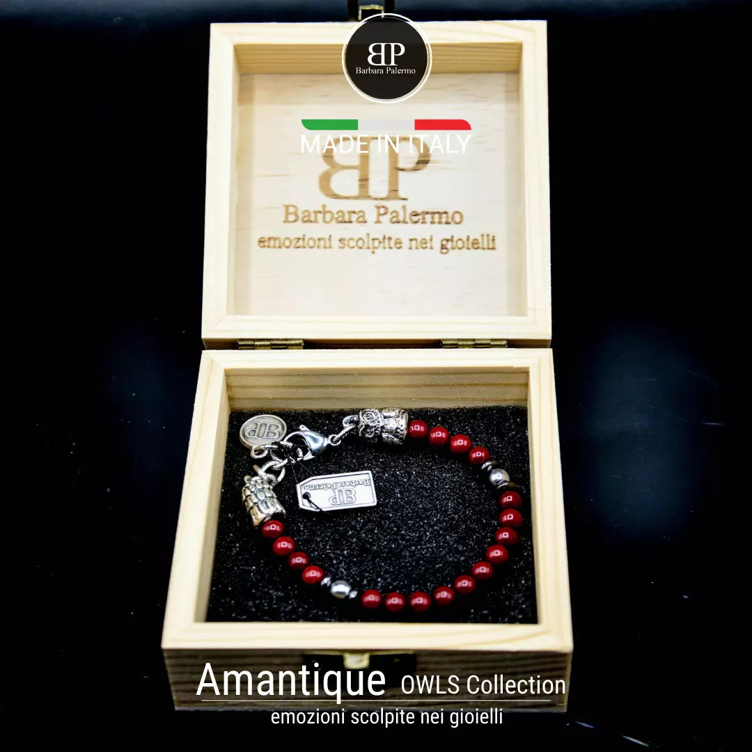 "Amantique" Armband mit rotem Achat und Hämatit