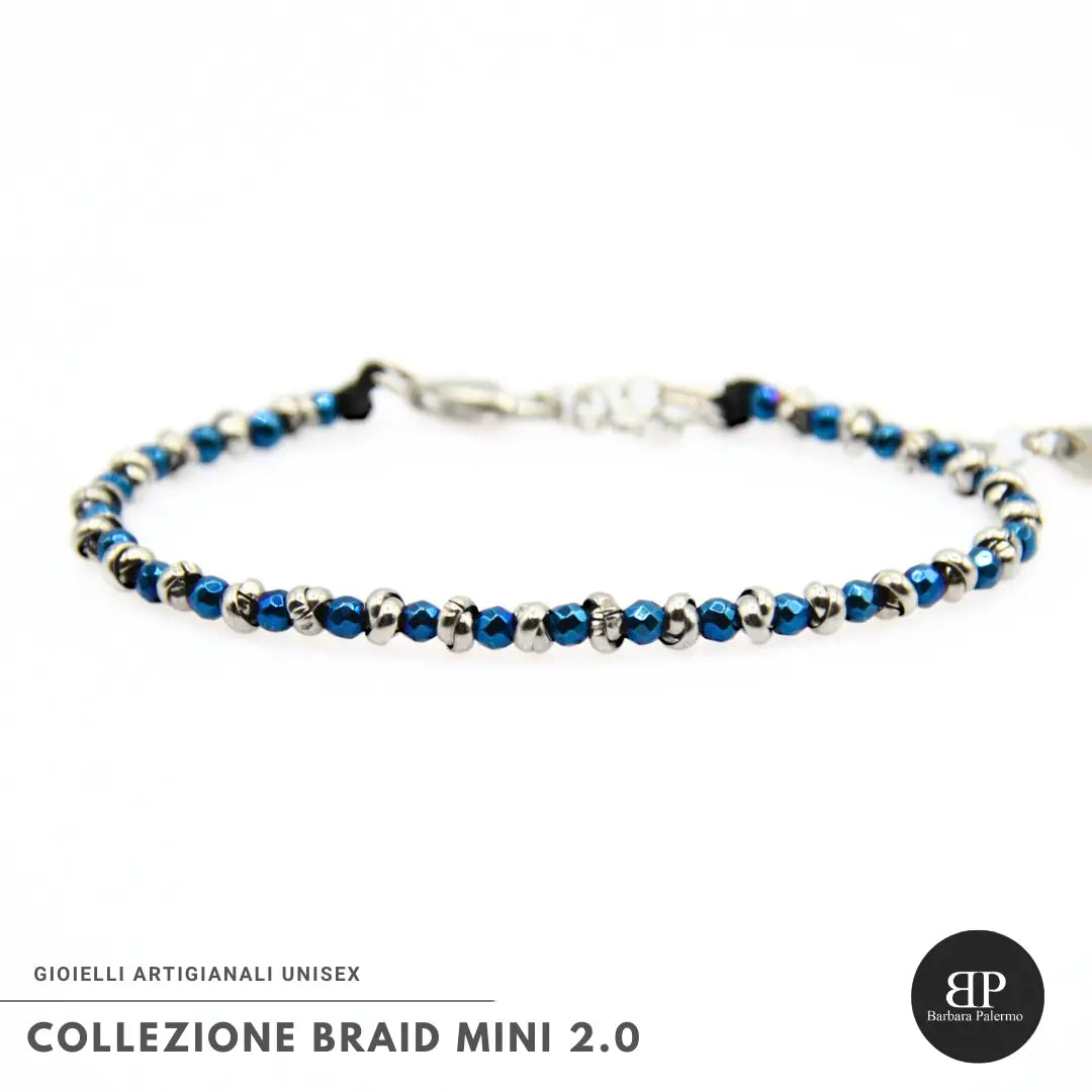 Braid Mini 2.0 Armband mit facettiertem, poliertem blauem Hämatit