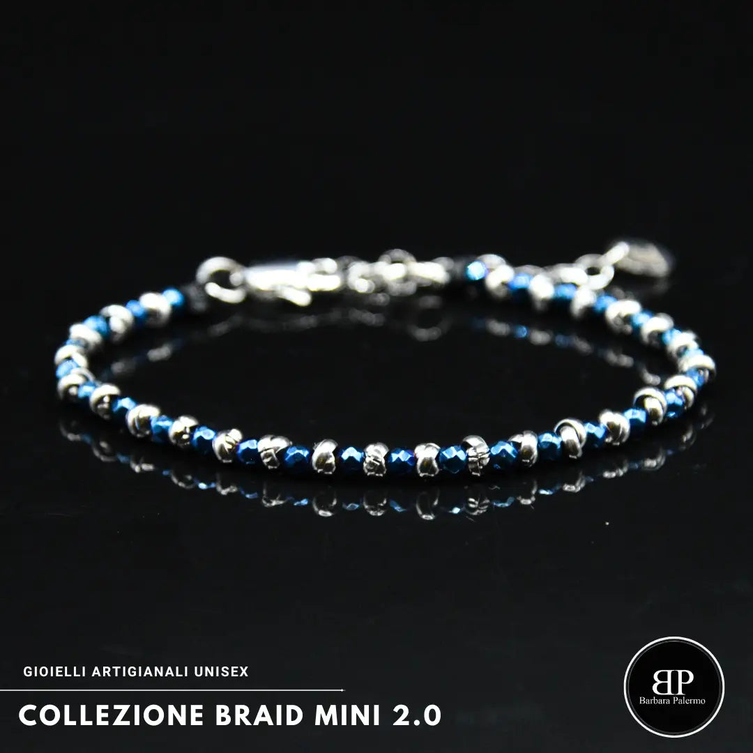 Braid Mini 2.0 Armband mit facettiertem, poliertem blauem Hämatit