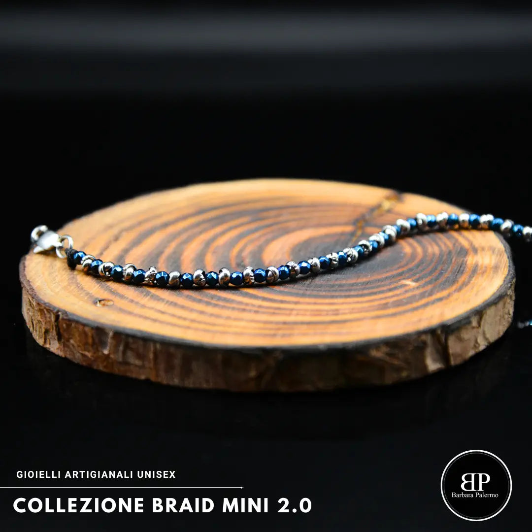 Braid Mini 2.0 Armband mit facettiertem, poliertem blauem Hämatit