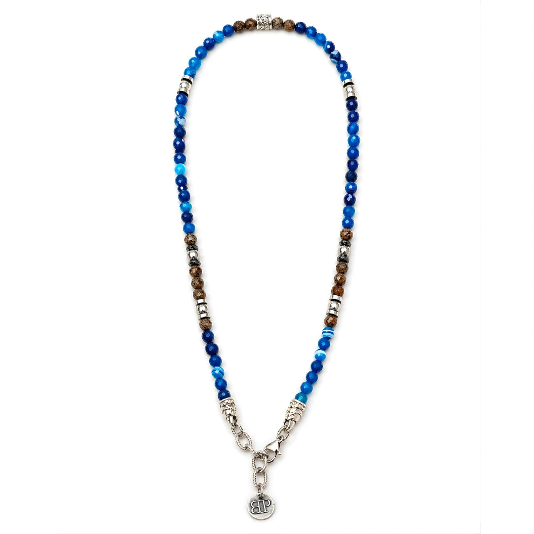 Miami: Halskette mit blauen Achat-Obsidian-Steinen