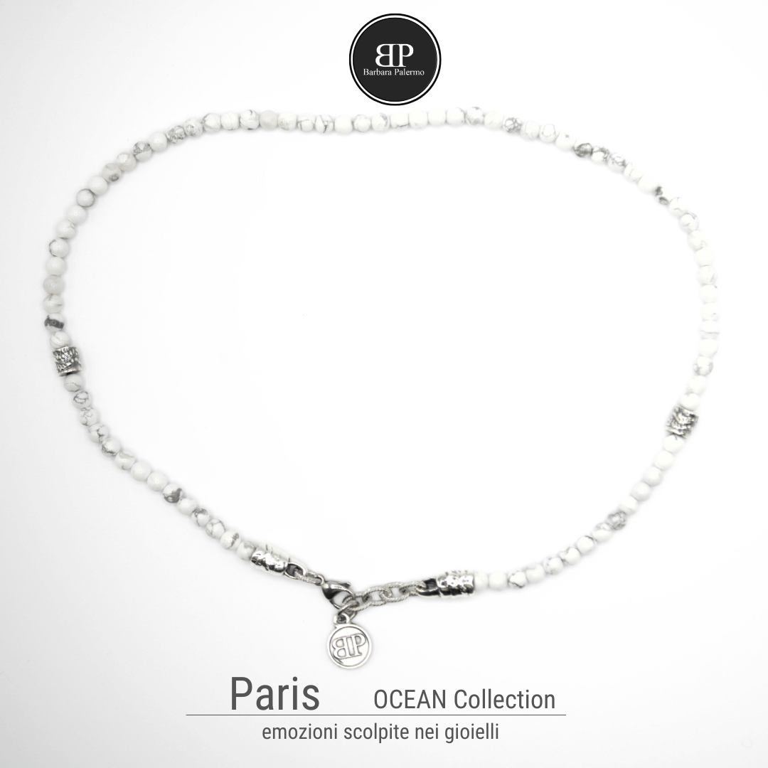 Paris: collana con pietre bianche Howlite