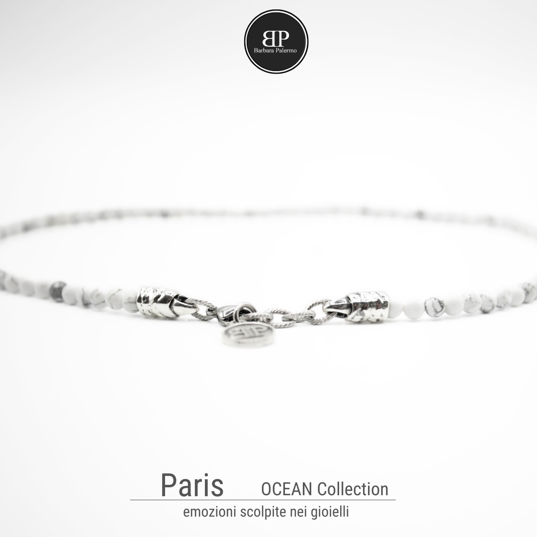 Paris: collana con pietre bianche Howlite
