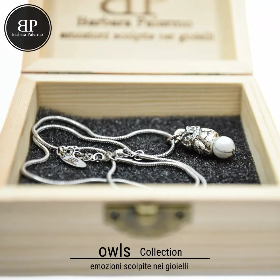 Serenity: Collana Gufo con Pietra Howlite