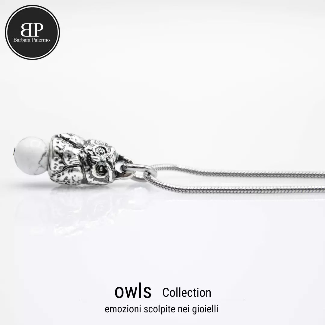 Serenity: Collana Gufo con Pietra Howlite