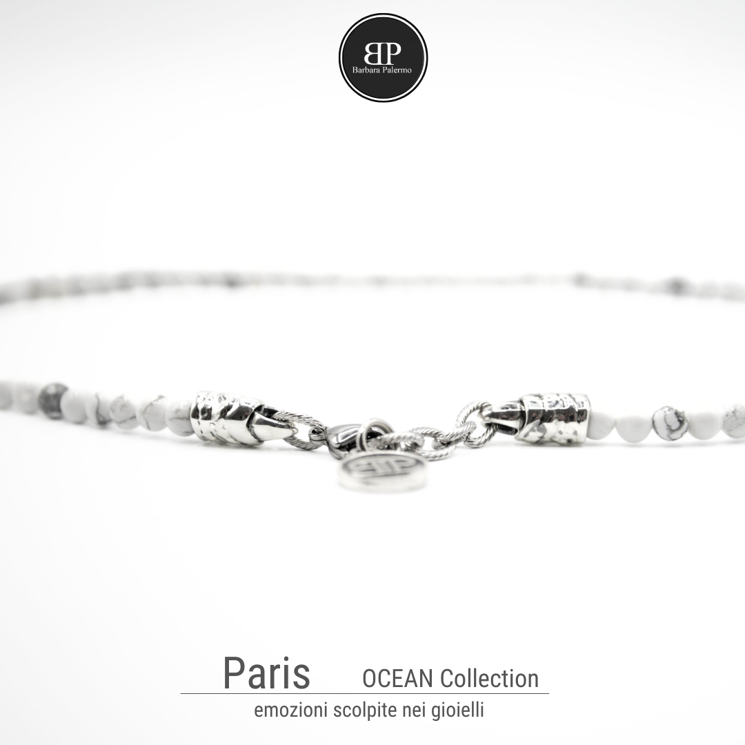 Paris: collana con pietre bianche Howlite