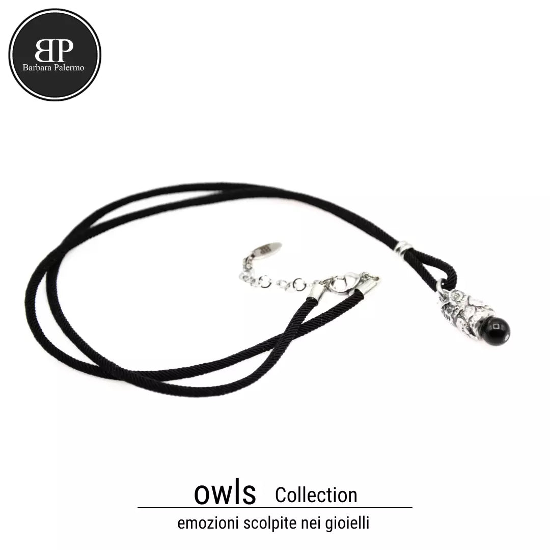 Eclipse: Collana Gufo con Pietra Onice Nero